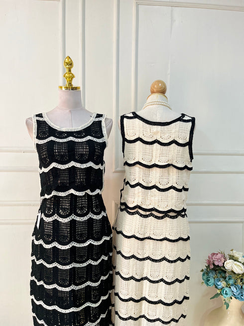 Spring Crochet Tank Tops With Skirts Sets